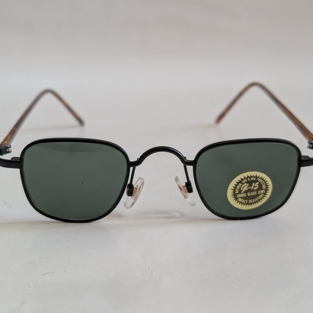 NWT Vintage 90's Small Square Metal Combo Designer Sunglasses (M. Black)
